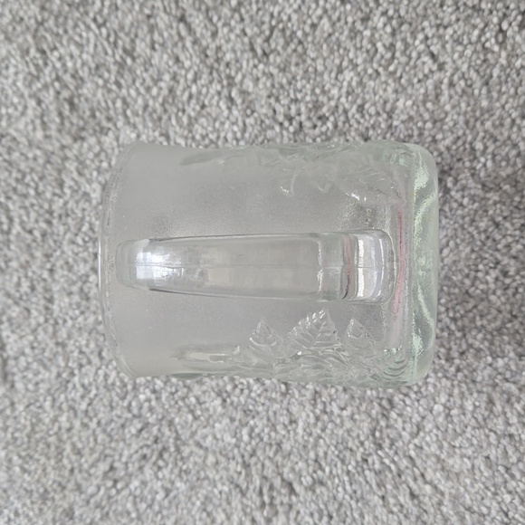 Livia Pasari Crystal Coffee Beverage Mug Clear Embossed Roses - Picture 3 of 5